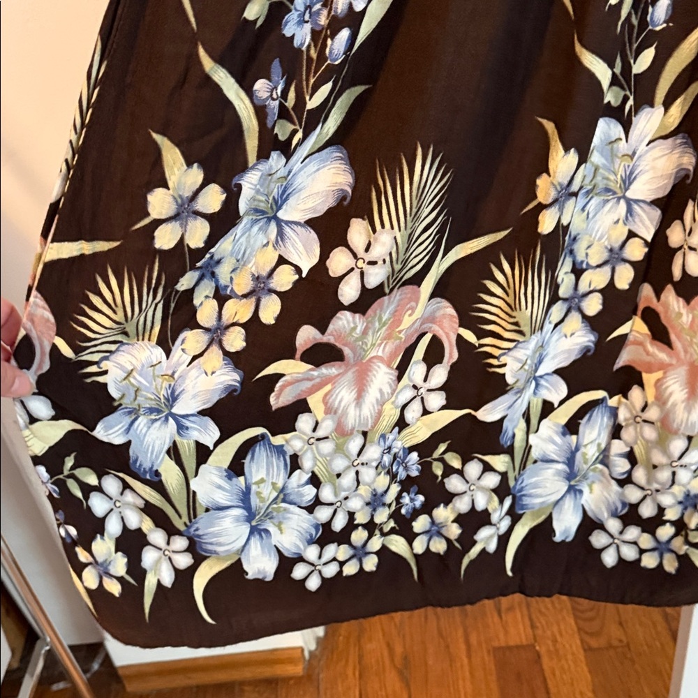 Hawaiian Floral Midi Dress - Black and Blue - Picture 4 of 5